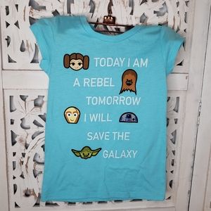 Star Wars Short Sleeve Turquoise Shirt Size Four